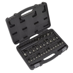 Sealey TRX-Star* Socket & Security Socket Bit Set 38pc 1/4", 3/8" & 1/2" Drive (Black Chrome) (Premier)