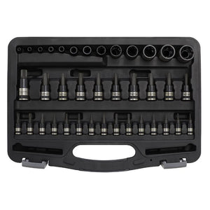 Sealey TRX-Star* Socket & Security Socket Bit Set 38pc 1/4", 3/8" & 1/2" Drive (Black Chrome) (Premier)