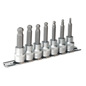 Sealey Ball-End Hex Socket Bit Set 7pc Metric 3/8" Sq Drive 62mm (Premier)