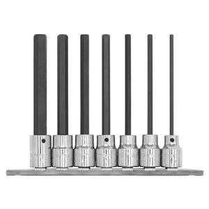 Sealey Hex Socket Bit Set 7pc 3/8" Sq Drive - 110mm Metric (Premier)