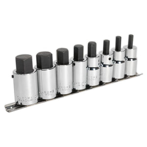 Sealey Hex Socket Bit Set 8pc 1/2" Sq Drive - Metric (Premier)