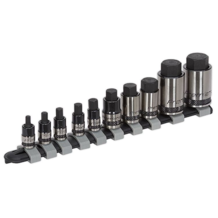 Sealey Hex Socket Bit Set 10pc Stubby 1/4