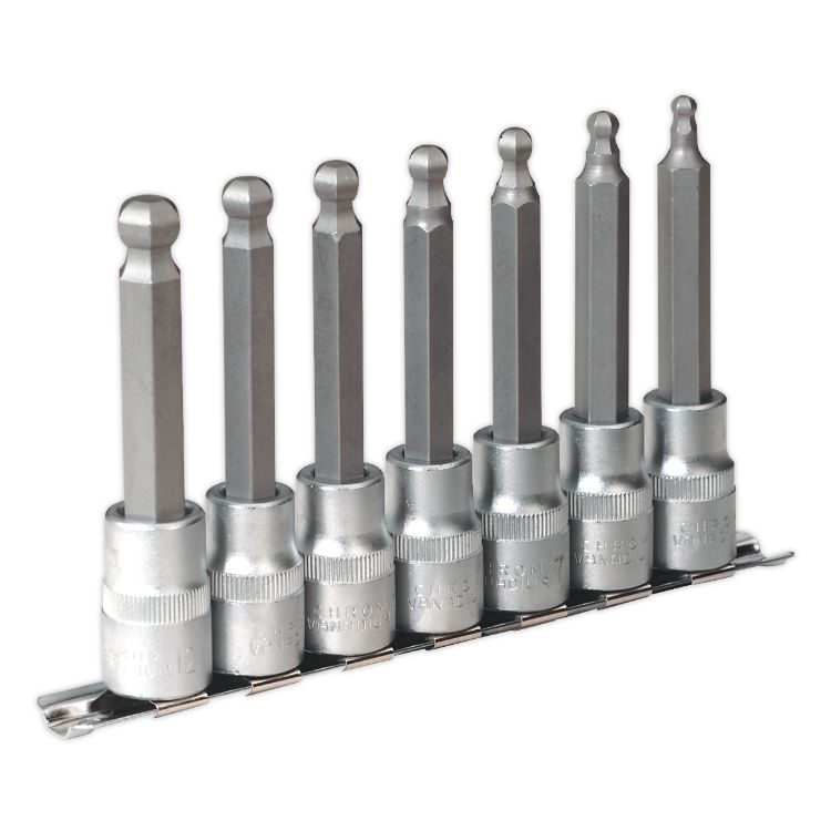Sealey Ball-End Hex Socket Bit Set 7pc Metric 1/2