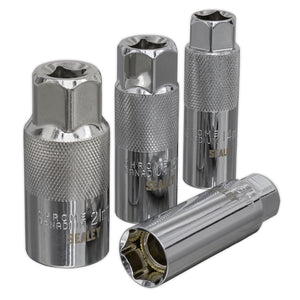 Sealey Magnetic Spark Plug Socket Set 4pc 3/8" Drive