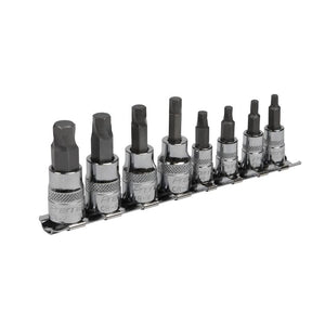 Sealey Hex Socket Bit Set Lock-On 8pc 1/4" & 3/8" Drive - Imperial (Premier)