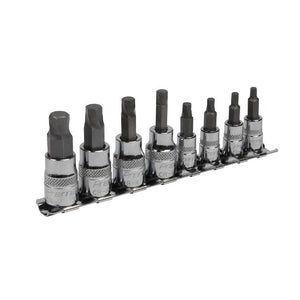 Sealey Hex Socket Bit Set Lock-On 8pc 1/4" & 3/8" Sq Drive - Imperial (Premier)