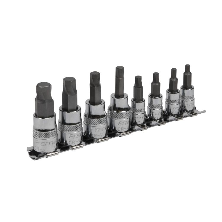 Sealey Hex Socket Bit Set Lock-On 8pc 1/4