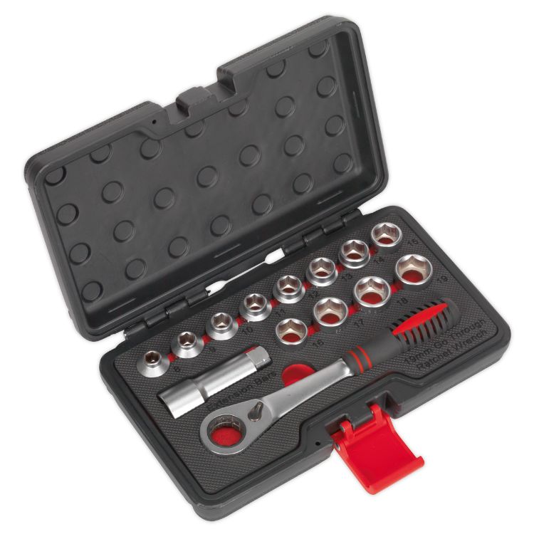 Sealey Socket Set 14pc Go-Through Low Profile WallDrive Metric (Premier)