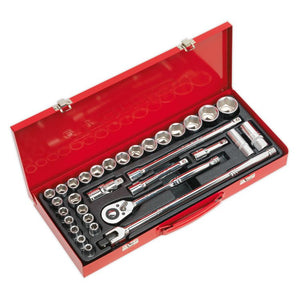 Sealey Socket Set 32pc 1/2" Drive 6pt WallDrive - Metric/Imperial (Premier)