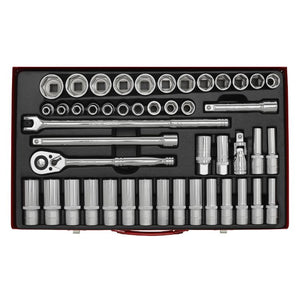 Sealey Socket Set 46pc 1/2" Drive 6pt WallDrive - Metric (Premier)