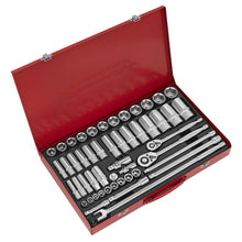 Load image into Gallery viewer, Sealey Socket Set 50pc 3/8&quot; &amp; 1/2&quot; Sq Drive 6pt WallDrive - Metric (Premier)
