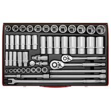 Load image into Gallery viewer, Sealey Socket Set 50pc 3/8&quot; &amp; 1/2&quot; Sq Drive 6pt WallDrive - Metric (Premier)
