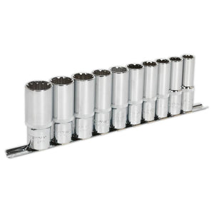 Sealey Socket Set 10pc 1/2" Drive Deep Total Drive (Premier)
