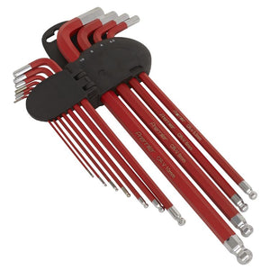 Sealey Ball-End Hex Key Set 11pc Anti-Slip Extra-Long Metric (Premier)
