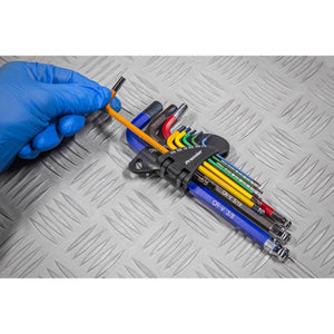 Sealey Ball-End Hex Key Set 9pc Long Colour-Coded - Imperial (Premier)