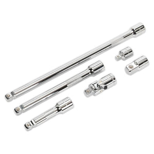 Sealey Wobble/Rigid Extension Bar, Adaptor & Universal Joint Set 6pc 3/8" Drive (Premier)