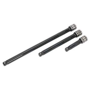 Sealey Wobble/Rigid Extension Bar Set 3pc 3/8" Sq Drive Black Series (Premier)