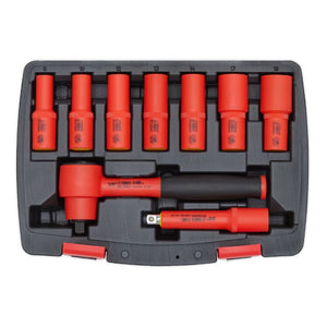 Sealey Insulated Socket Set 9pc 3/8" Sq Drive 6pt WallDrive - VDE Approved (Premier)