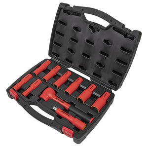 Sealey Insulated Socket Set 10pc 1/2" Drive 6pt WallDrive - VDE Approved (Premier)
