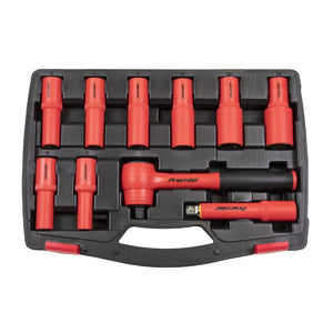Sealey Insulated Socket Set 10pc 1/2" Drive 6pt WallDrive - VDE Approved (Premier)