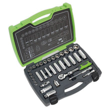 Load image into Gallery viewer, Sealey Socket Set 34pc 3/8&quot; Drive 6pt WallDrive 72-Tooth Metric (Premier)
