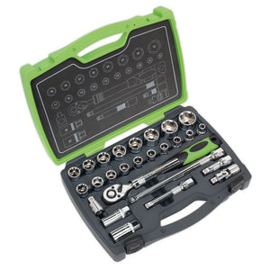 Sealey Socket Set 26pc 1/2" Drive 6pt WallDrive 72-Tooth Metric (Premier)