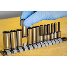 Load image into Gallery viewer, Sealey Socket Set Deep 13pc 1/4&quot; Drive Metric - Black Series (Premier)

