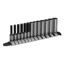 Load image into Gallery viewer, Sealey Socket Set Deep 13pc 1/4&quot; Drive Metric - Black Series (Premier)
