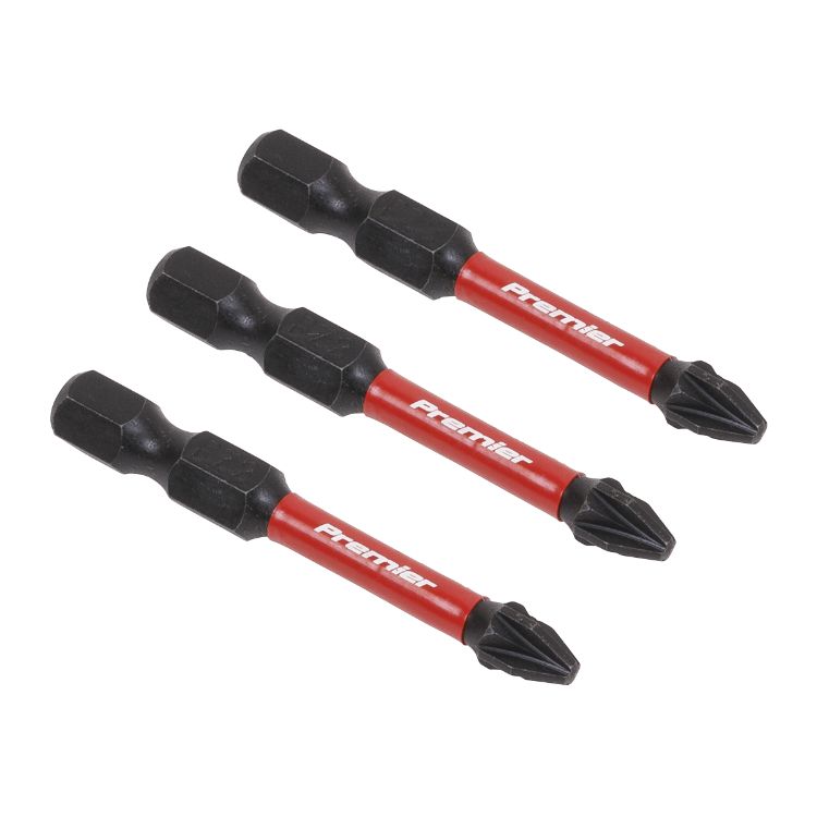 Sealey Pozi #2 Impact Power Tool Bits 50mm - 3pc (Premier)