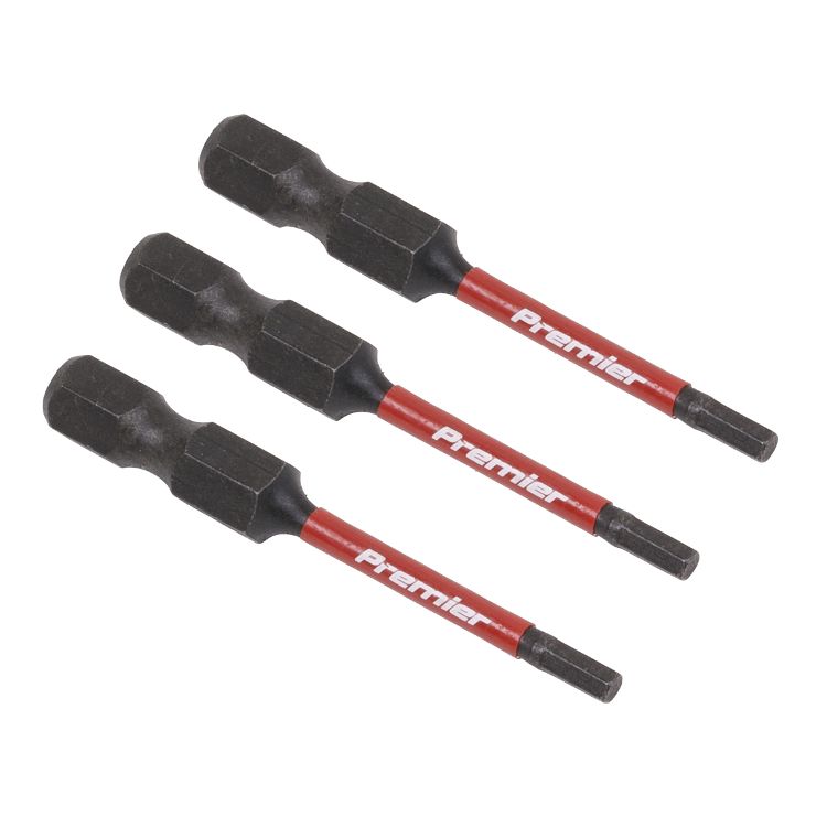 Sealey Hex 2.5mm Impact Power Tool Bits 50mm - 3pc (Premier)