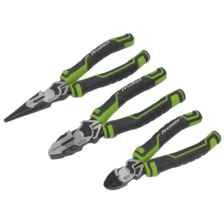 Sealey Pliers Set 3pc High Leverage - Hi-Vis Green (Premier)