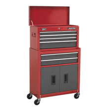Load image into Gallery viewer, Sealey Topchest &amp; Rollcab Combination 6 Drawer Ball-Bearing Slides - Red/Grey &amp; 170pc Tool Kit
