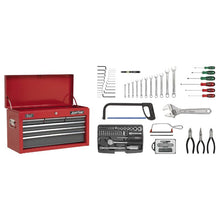 Load image into Gallery viewer, Sealey Topchest 6 Drawer Ball-Bearing Slides - Red/Grey &amp; 98pc Tool Kit
