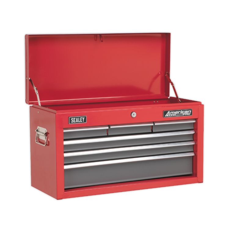 Sealey Topchest 6 Drawer Ball-Bearing Slides - Red/Grey