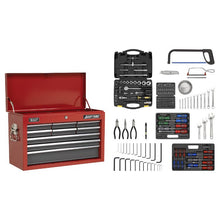 Load image into Gallery viewer, Sealey Topchest 9 Drawer Ball-Bearing Slides - Red/Grey with 205pc Tool Kit
