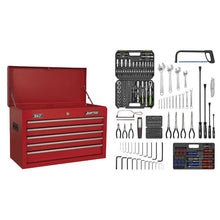 Load image into Gallery viewer, Sealey Topchest 5 Drawer Ball-Bearing Slides - Red with 272pc Tool Kit
