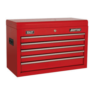 Sealey Topchest 5 Drawer Ball-Bearing Slides (35mm) - Red (Cylinder Lock)