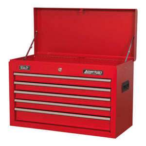 Sealey Topchest 5 Drawer Ball-Bearing Slides (35mm) - Red (Cylinder Lock)
