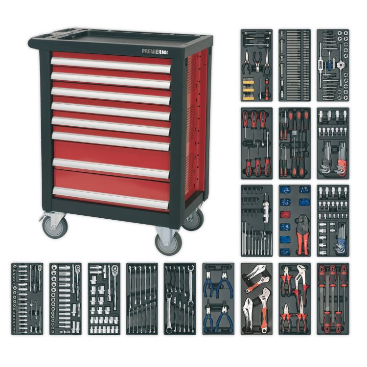 Sealey Rollcab 8 Drawer Ball-Bearing Slides & 707pc Tool Kit (Premier)