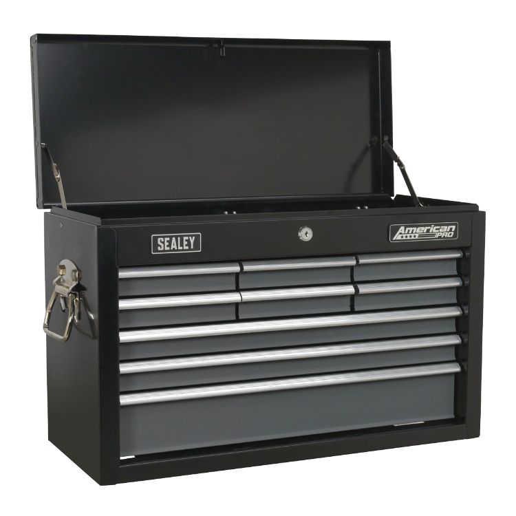 Sealey Topchest 9 Drawer Ball-Bearing Slides - Black/Grey