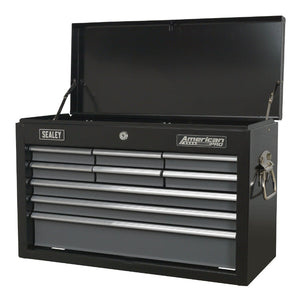 Sealey Topchest 9 Drawer Ball-Bearing Slides - Black/Grey