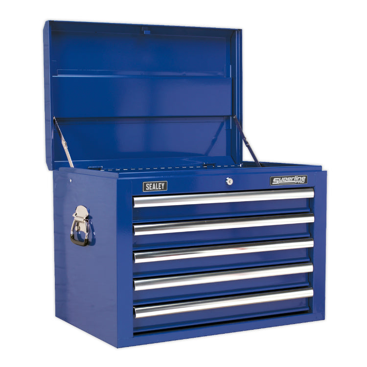 Sealey Topchest 5 Drawer Ball-Bearing Slides - Blue
