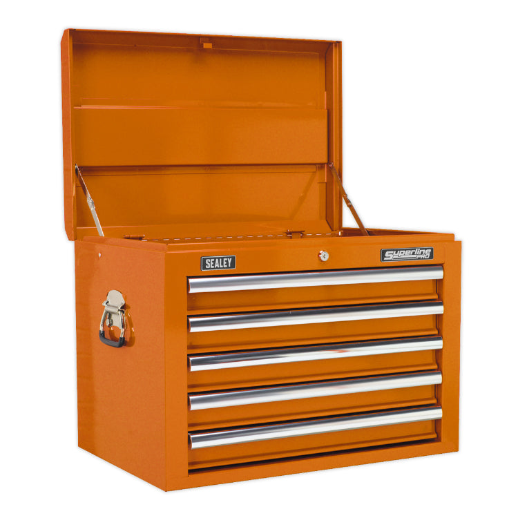 Sealey Topchest 5 Drawer Ball-Bearing Slides - Orange