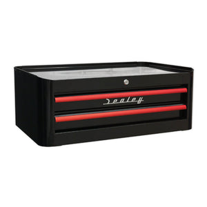 Sealey Retro Style Topchest, Mid-Box & Rollcab Combination 10 Drawer Black, Red Anodised Drawer Pulls