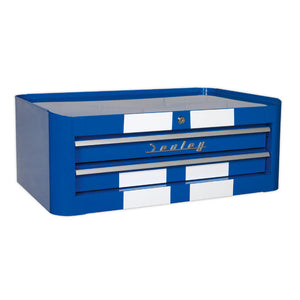 Sealey Retro Style Topchest, Mid-Box & Rollcab Combination 10 Drawer Blue/White Stripes