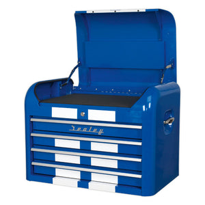 Sealey Topchest 4 Drawer Retro Style - Blue, White Stripes