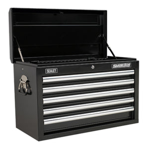 Sealey Topchest & Rollcab Combination 10 Drawer Ball-Bearing Slides - Black & 148pc Tool Kit