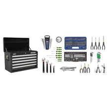 Load image into Gallery viewer, Sealey Topchest 5 Drawer Ball-Bearing Slides - Black &amp; 140pc Tool Kit
