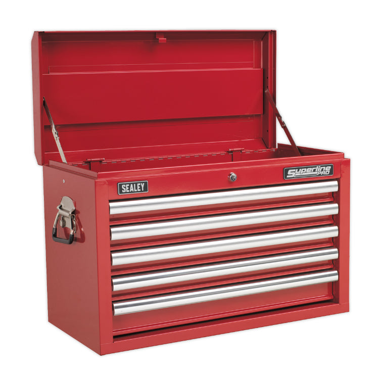 Sealey Topchest 5 Drawer Ball-Bearing Slides (45mm) - Red (Tumbler Lock)