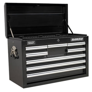Sealey Topchest & Rollcab Combination 15 Drawer Ball-Bearing Slides - Black & 148pc Tool Kit